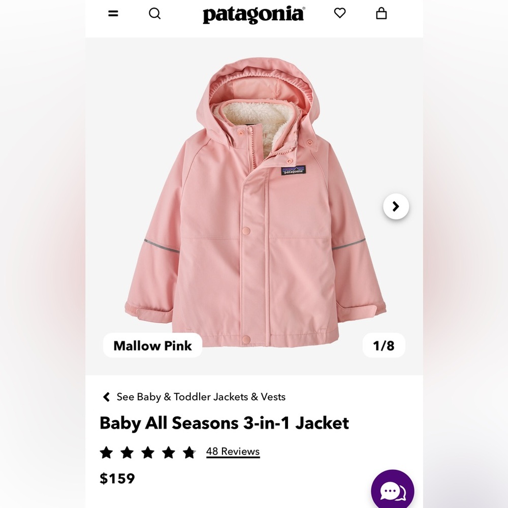 Patagonia 3-in-1 baby girl jacket
